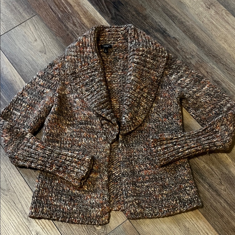 S/M Talbots Multicolor Knit open Cardigan warm!